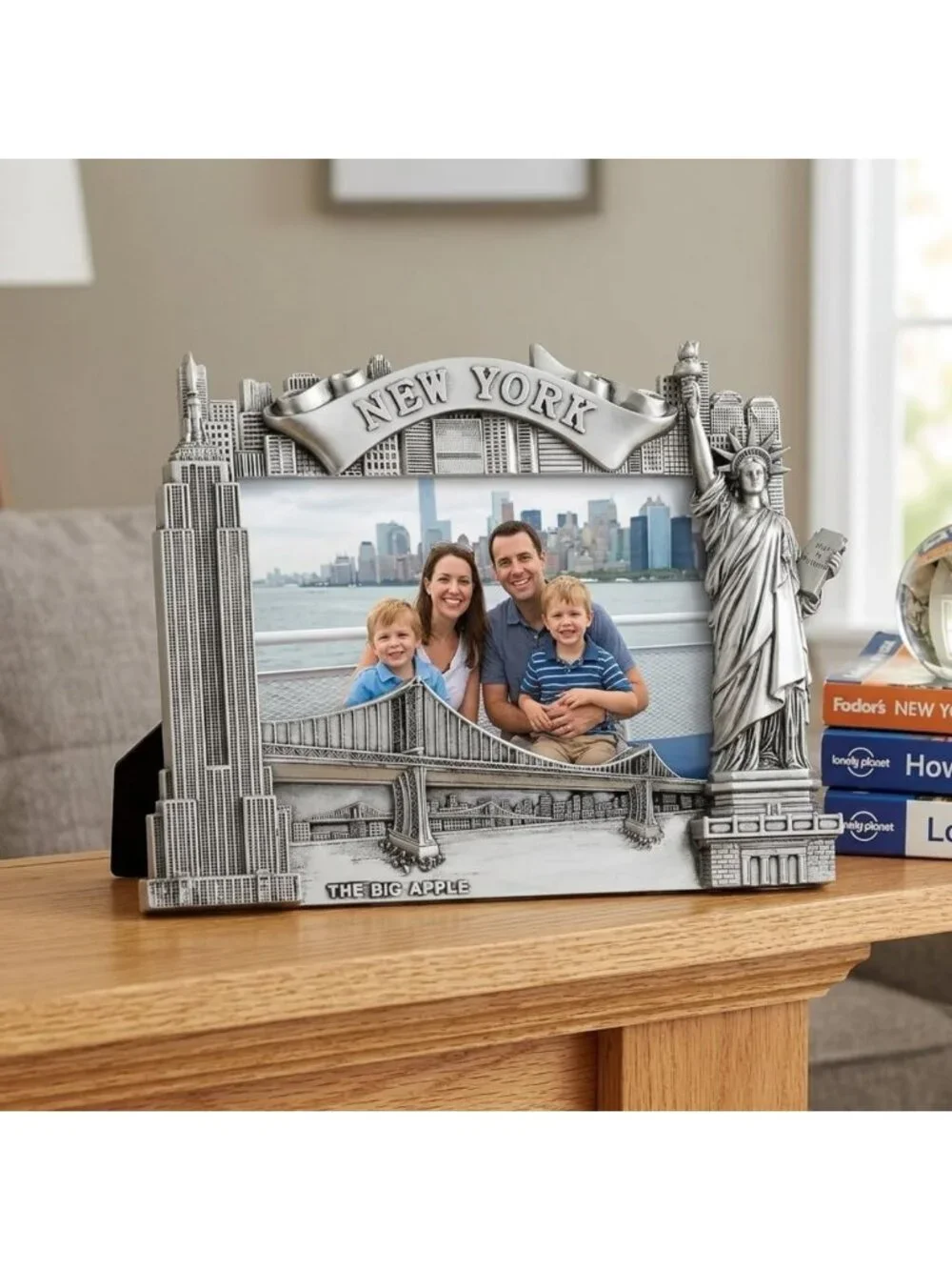 Silver New York Picture Frame - 4x6 Photo Holder, NYC Souvenir Decor Gift